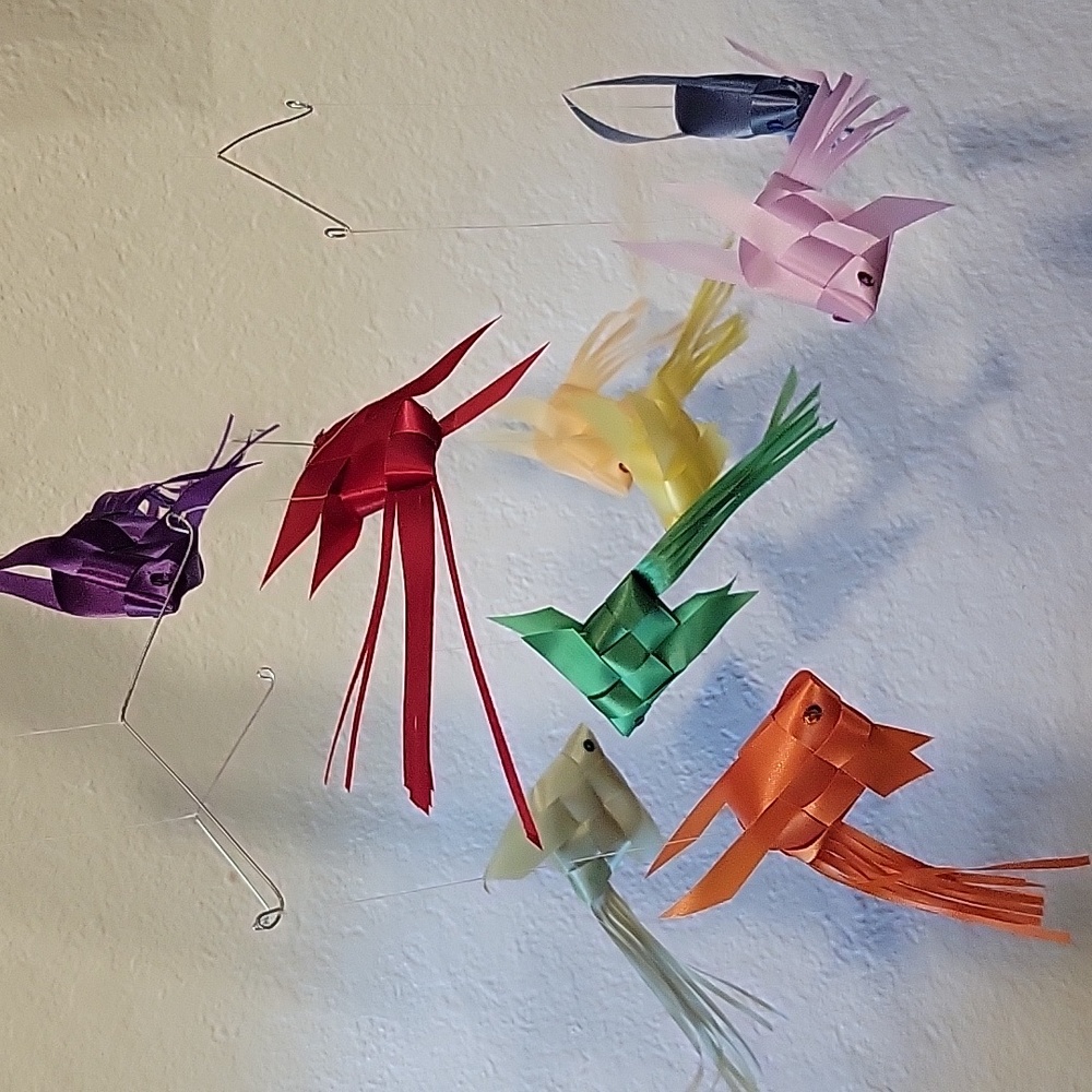 Colorful Baby Ribbon Fish Mobile Handmade - Picture 7 of 15